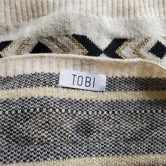 TOBI AZTEC PRINT FRINGE CARDIGAN SWEATER - Picture 6 of 6